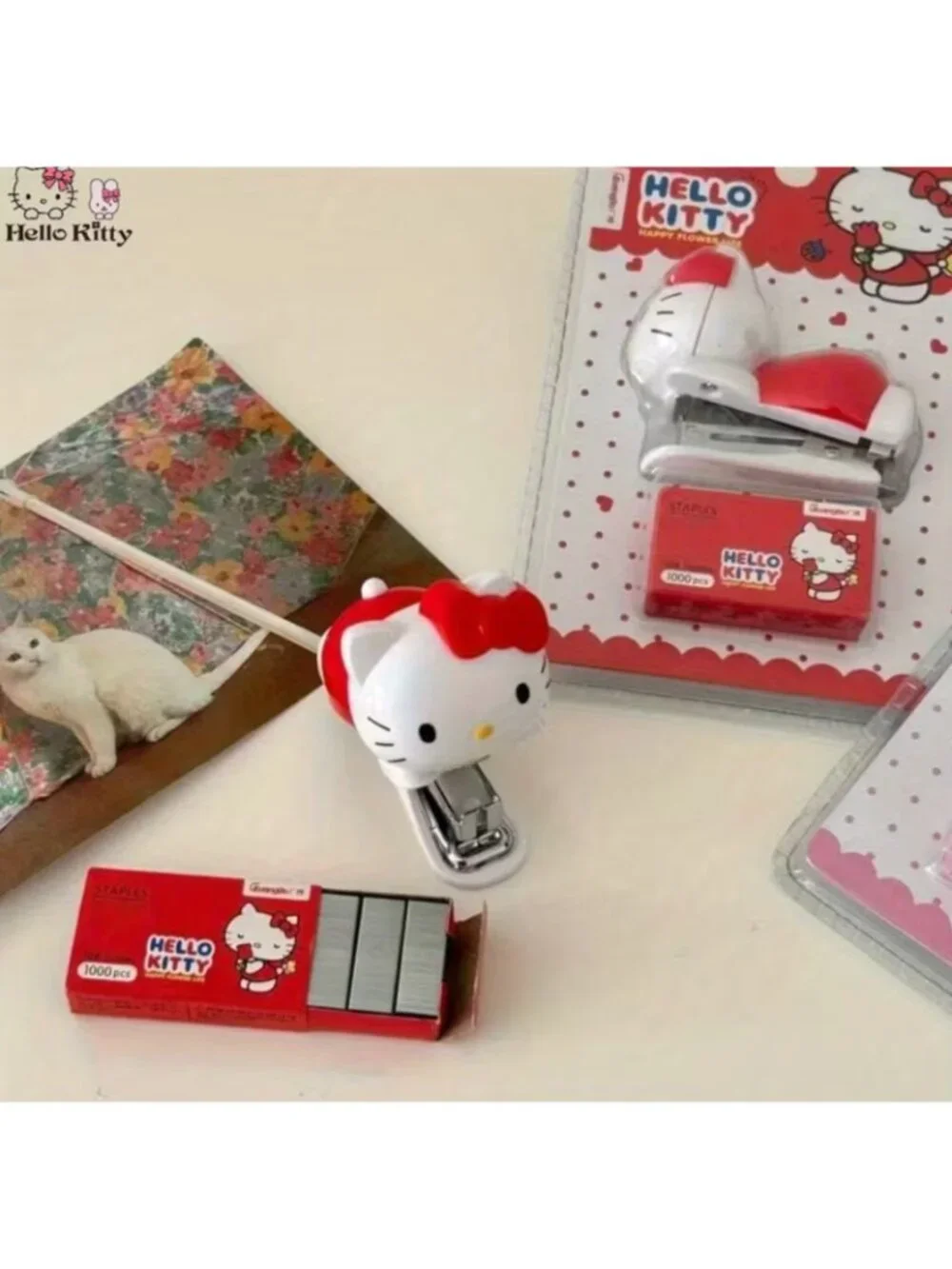 Hello Kitty Stapler Set with 1000 Staples Cute Kawaii Desk Accessory Office